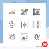 Universal Icon Symbols Group of 9 Modern Outlines of soft drink bottle web beverage health Editable Vector Design Elements