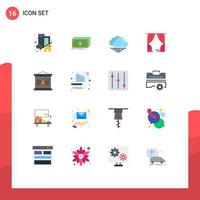 Mobile Interface Flat Color Set of 16 Pictograms of lamp usa money theatre entertainment Editable Pack of Creative Vector Design Elements