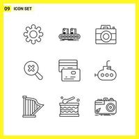 9 Icon Set Simple Line Symbols Outline Sign on White Background for Website Design Mobile Applications and Print Media Creative Black Icon vector background