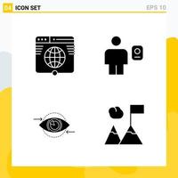 Collection of 4 Universal Solid Icons Icon Set for Web and Mobile Creative Black Icon vector background