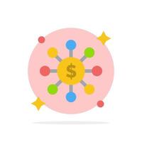 Dollar Share Network Abstract Circle Background Flat color Icon vector