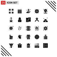 25 Universal Solid Glyph Signs Symbols of pin google ecology help desk lifesaver Editable Vector Design Elements