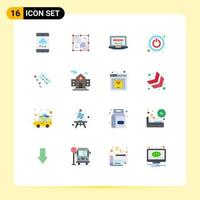 Set of 16 Modern UI Icons Symbols Signs for tablet medicine laptop switch power Editable Pack of Creative Vector Design Elements