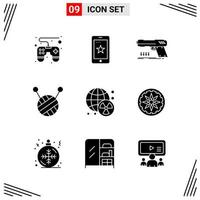 9 Icons Solid Style Grid Based Creative Glyph Symbols for Website Design Simple Solid Icon Signs Isolated on White Background 9 Icon Set Creative Black Icon vector background