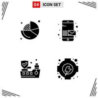 4 Icons Solid Style Grid Based Creative Glyph Symbols for Website Design Simple Solid Icon Signs Isolated on White Background 4 Icon Set vector