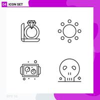 Line Icon set Pack of 4 Outline Icons isolated on White Background for Web Print and Mobile Creative Black Icon vector background