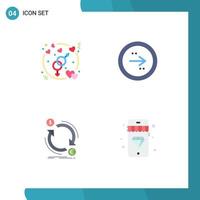 4 Universal Flat Icon Signs Symbols of engagement exchange wedding love direction finance Editable Vector Design Elements