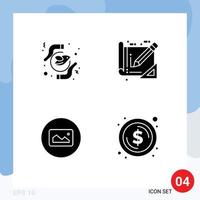 Solid Glyph Pack of 4 Universal Symbols of equality image peace architecture basic Editable Vector Design Elements