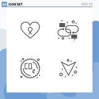 Pack of 4 creative Filledline Flat Colors of heart gas patient link waste Editable Vector Design Elements