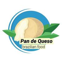 Brazilian cuisine dish on palm leaves and blue background, brazilian food, flat vector, isolate on white, cheese bread vector