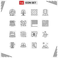 Outline Pack of 16 Universal Symbols of spa salon cosmetics light comb speaker Editable Vector Design Elements