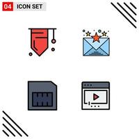 4 Creative Icons Modern Signs and Symbols of badge sim success communication media Editable Vector Design Elements