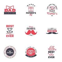 Set of fathers day 9 Black and Pink design elements Editable Vector Design Elements