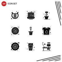 9 Creative Icons Modern Signs and Symbols of environment romantic flower plate dinner Editable Vector Design Elements