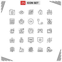 conjunto de 25 iconos de interfaz de usuario modernos símbolos signos para conciencia de emergencia moneda cinta detener elementos de diseño vectorial editables vector
