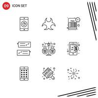 Set of 9 Modern UI Icons Symbols Signs for budget speech bubble reminder help chat Editable Vector Design Elements