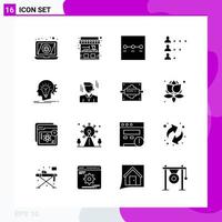 paquete de conjunto de iconos sólidos de 16 iconos de glifo aislados en fondo blanco para impresión web y fondo de vector de icono negro creativo móvil