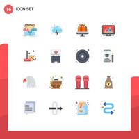 16 Universal Flat Color Signs Symbols of clean news storm media sweets Editable Pack of Creative Vector Design Elements