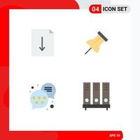 Mobile Interface Flat Icon Set of 4 Pictograms of document archive paper premium database Editable Vector Design Elements