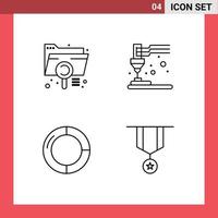 4 User Interface Line Pack of modern Signs and Symbols of analysis business extension equipment finance Editable Vector Design Elements