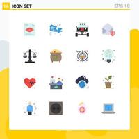 Group of 16 Flat Colors Signs and Symbols for balance open auto mail transport Editable Pack of Creative Vector Design Elements