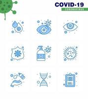 conjunto de iconos de prevención de coronavirus 25 virus de manicura azul protección de escudo infectado por virus coronavirus viral 2019nov elementos de diseño de vector de enfermedad