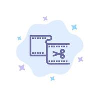 Clip Cut Edit Editing Movie Blue Icon on Abstract Cloud Background vector