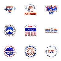 Happy fathers day 9 Blue and red Typography Fathers day background design Fathers day greeting card Editable Vector Design Elements