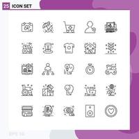 Set of 25 Modern UI Icons Symbols Signs for system error medical crash user Editable Vector Design Elements