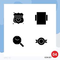 Set of 4 Commercial Solid Glyphs pack for guard watch secure rotate label Editable Vector Design Elements