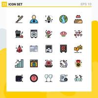 Mobile Interface Filled line Flat Color Set of 25 Pictograms of lego bricks accounting nature earth Editable Vector Design Elements