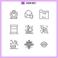 9 Icons in Line Style Outline Symbols on White Background Creative Vector Signs for Web mobile and Print Creative Black Icon vector background