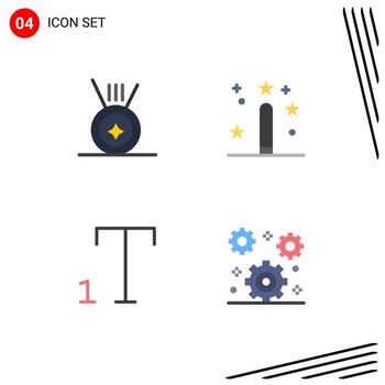 conjunto de 4 paquetes de iconos planos comerciales para elementos de diseño vectorial editables de oficina de programación de diseño de cog de medalla vector
