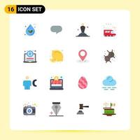 16 Universal Flat Colors Set for Web and Mobile Applications reload laptop cinema transport public Editable Pack of Creative Vector Design Elements