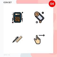 Modern Set of 4 Filledline Flat Colors and symbols such as calculator desk accounts cleaning pencil Editable Vector Design Elements