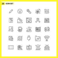 25 Icon Set Simple Line Symbols Outline Sign on White Background for Website Design Mobile Applications and Print Media Creative Black Icon vector background