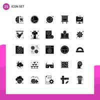 Pack of 25 creative Solid Glyphs of account marketing network billboard advertising Editable Vector Design Elements