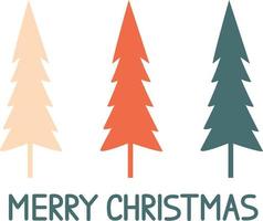 Merry Christmas minimalistic card, Christmas tree with inscription on white background