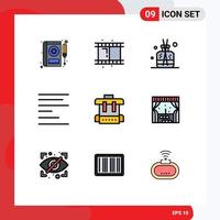 Universal Icon Symbols Group of 9 Modern Filledline Flat Colors of school bag aroma text align Editable Vector Design Elements