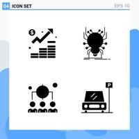 Modern 4 solid style icons Glyph Symbols for general use Creative Solid Icon Sign Isolated on White Background 4 Icons Pack Creative Black Icon vector background