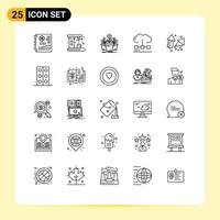 Set of 25 Modern UI Icons Symbols Signs for media computing maker cloud pot Editable Vector Design Elements