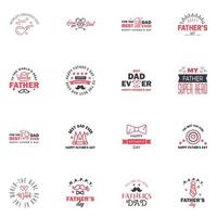 Happy fathers day greeting cards set 16 Black and Pink Vector typography lettering Usable for banners print You are the best dad text design Editable Vector Design Elements