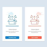 Release Box Launch Open Box Product  Blue and Red Download and Buy Now web Widget Card Template vector