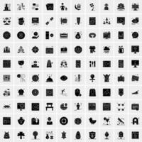 Set of 100 Business Solid Glyph icons vector