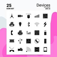 Conjunto de iconos de 25 dispositivos 100 archivos editables eps 10 ideas de concepto de logotipo de empresa diseño de icono de glifo sólido vector