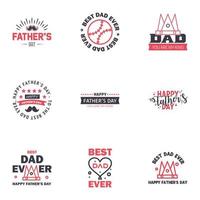 Happy fathers day greeting cards set 9 Black and Pink Vector typography lettering Usable for banners print You are the best dad text design Editable Vector Design Elements