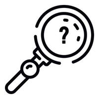 Quest question magnify glass icon, outline style vector