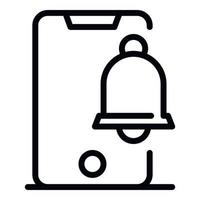 Bell message alert icon, outline style vector