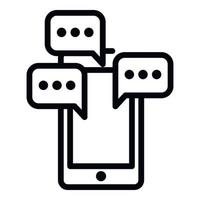 Smartphone and chat bubbles icon, outline style vector