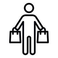 Shopping man icon, outline style vector